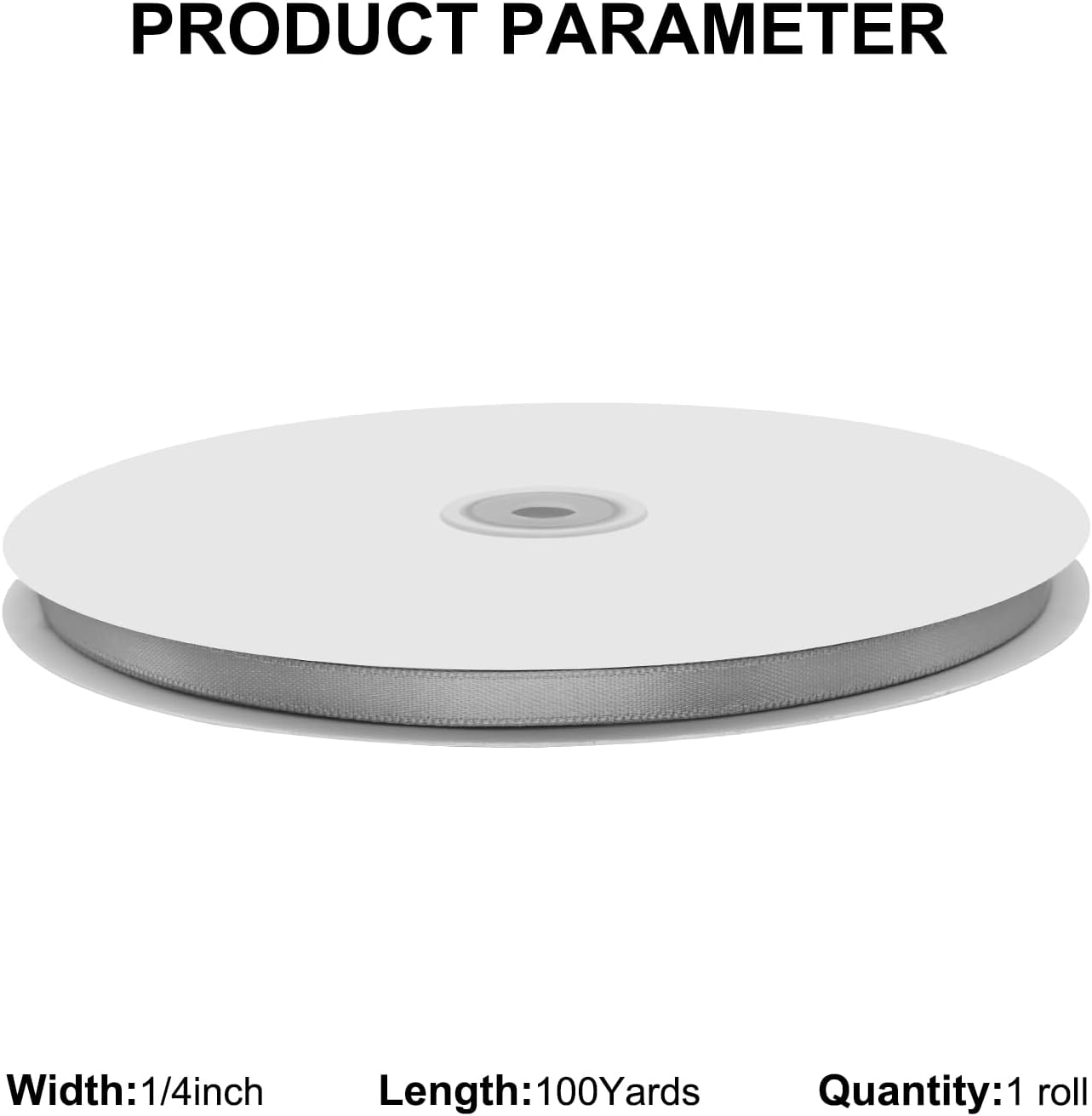 1/4" X 100 Yards Silver Satin Thin Ribbon Solid Color Double Faced Ribbons Perfect for Crafts Wedding Decor Bow Making Arts Sewing and More