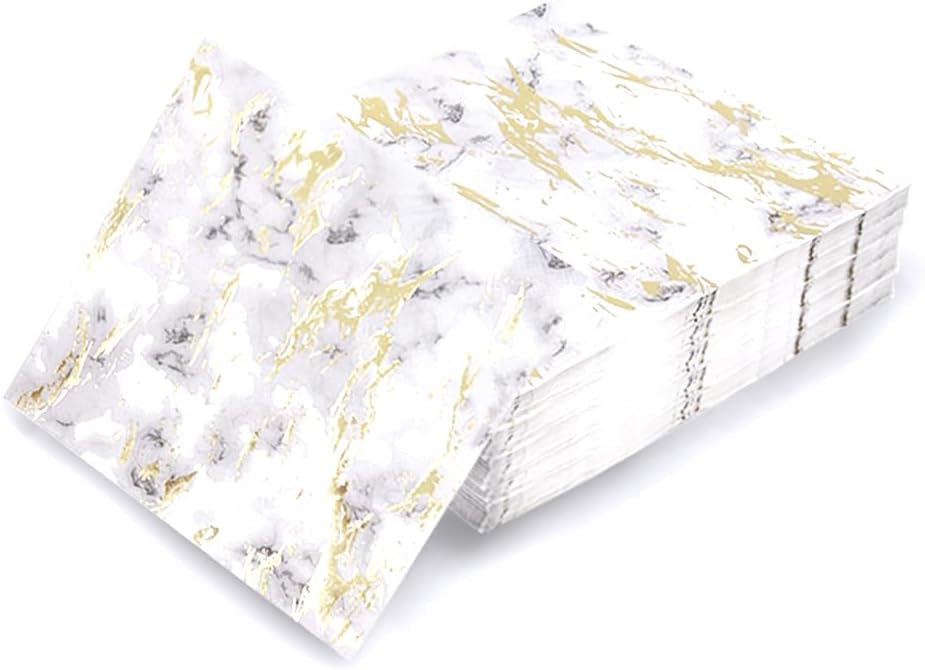 80-Pack Napkins Disposable Paper Towel Cocktail Dinner Party Decoration, Gold Splash