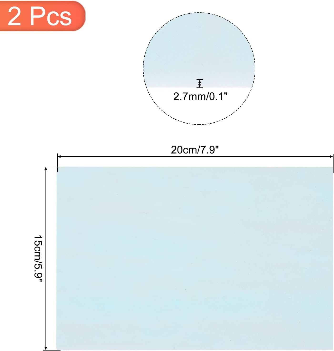 MECCANIXITY 2 Pcs Stained Glass Sheet Mosaic Tile 7.9 Inch x 5.9 Inch Light Blue Stained Glass Sheets for Crafts DIY Art Project