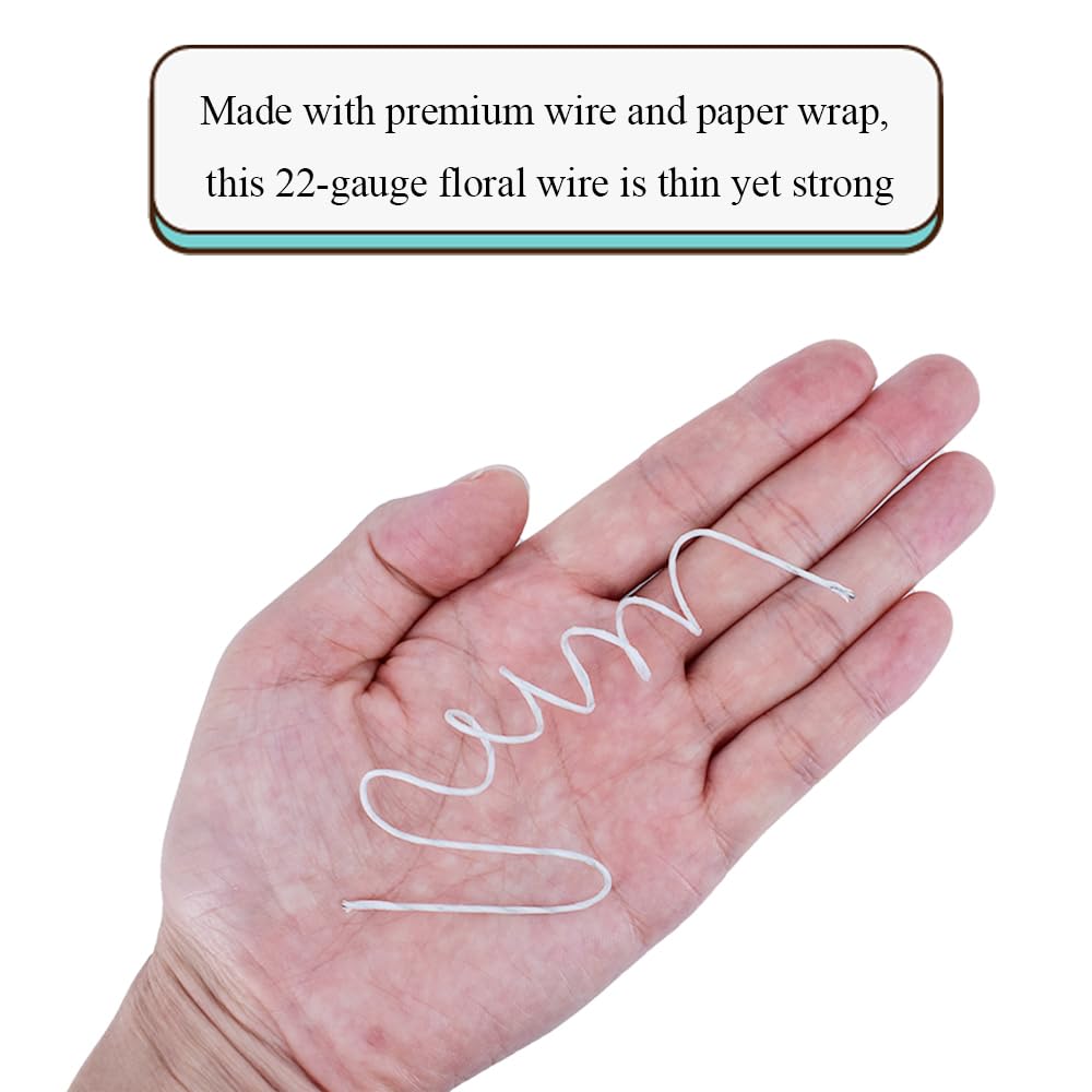HAHIYO 18Gauge White Paper-Wrapped Metal Floral Wire 14 Inches(36cm), 70 Pack Flexible Paddle Wires Florist Wire Garden Wires for Craft Christmas Wreath Flower Arrangement Bouquet Wrapping Wedding DIY