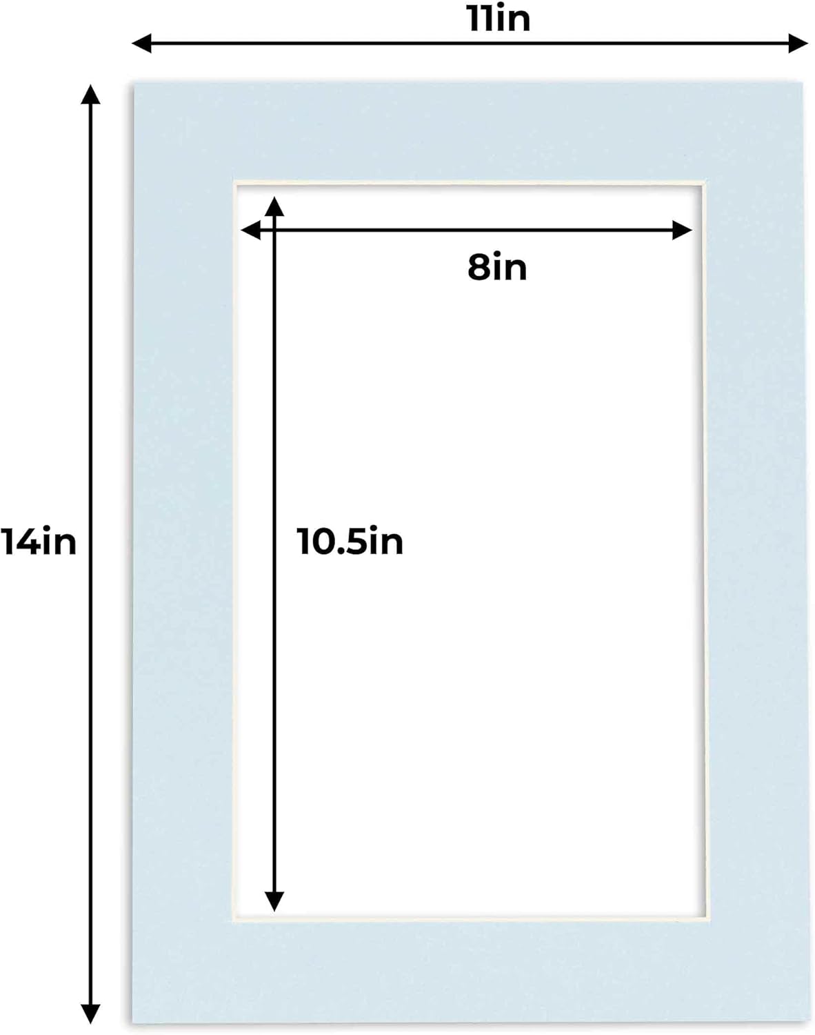 11x14 Mat for 8.5x11 Photo - Precut Baby Blue Picture Matboard for Frames Measuring 11 x 14 Inches - Bevel Cut Matte to Display Art 8.5 x 11 Inches - Acid Free ONE MAT with Backing Board & Clear Bag