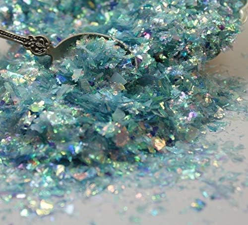 Blue Flitter Iridescent Ice Glitter Flakes for Nail Art - Lightweight Holographic Polyester - 311-4341 - 1/2 oz (14 Grams)