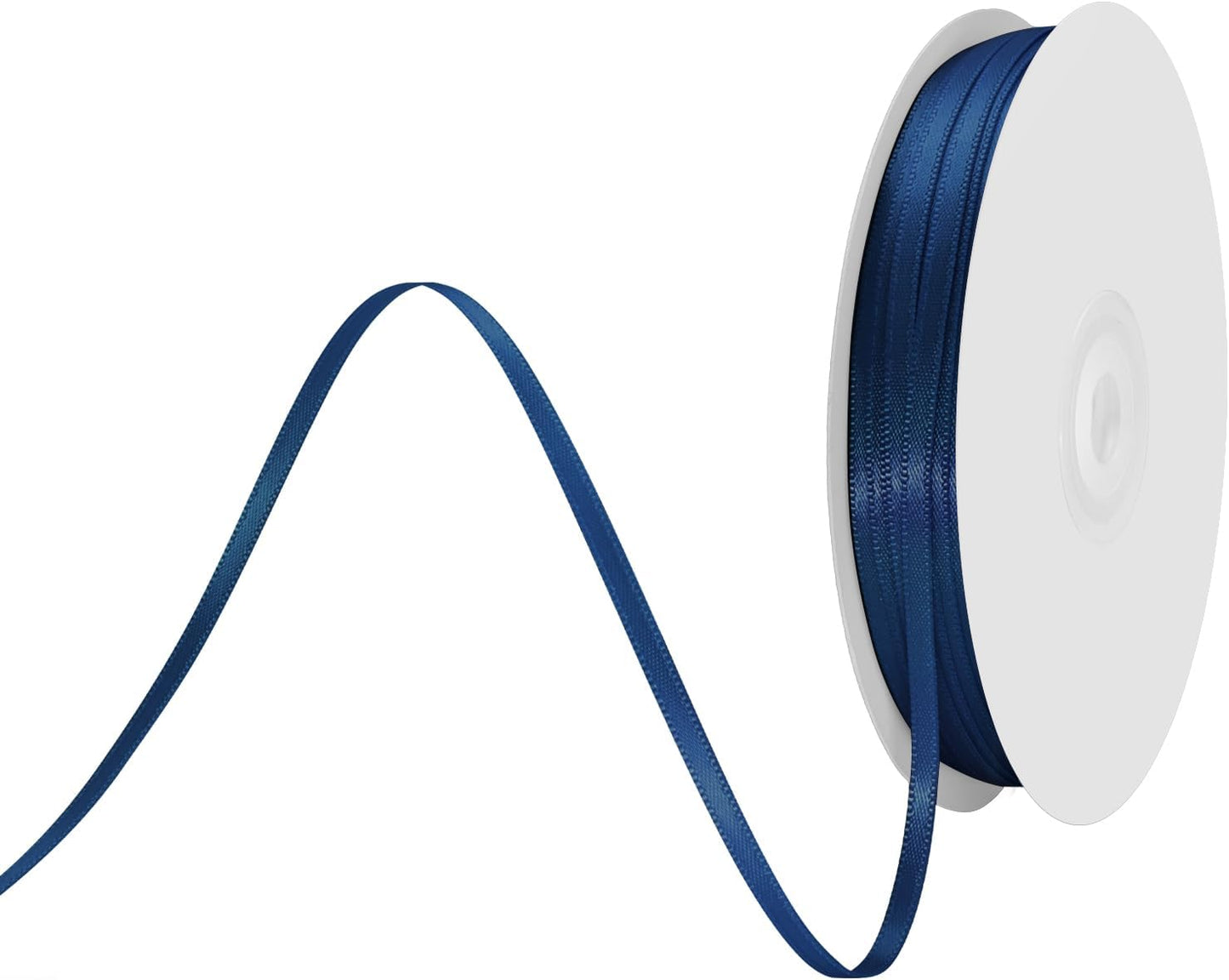 1/8 Inch X 100 Yards Navy Blue Satin Thin Ribbon Solid Color Double Faced Ribbons Perfect for Crafts Wedding Decor Bow Making Arts Sewing and More
