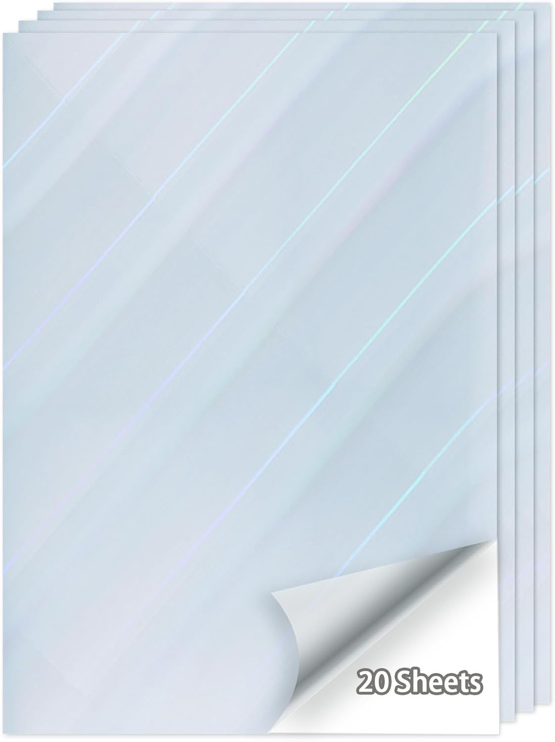 20 Sheets Printable Holographic Sticker Paper,11 x 8.5 Inches Printable Waterproof Paper Rainbow Vinyl Sticker Paper for Inkjet or Laser Printer（Laser oblique light column）