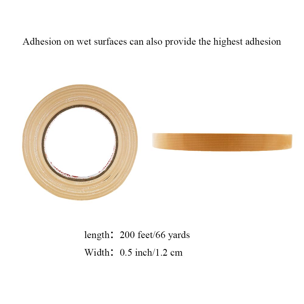 HAHIYO Light Brown 0.5Inch Wide Floral Tape, Waterproof Florist Tape Flower Wrap Adhesive Waterproof Decorative Tape for Bouquet Stem Wrapping Flower Arranging Floral Craft, 2Rolls 200Feet/66Yard