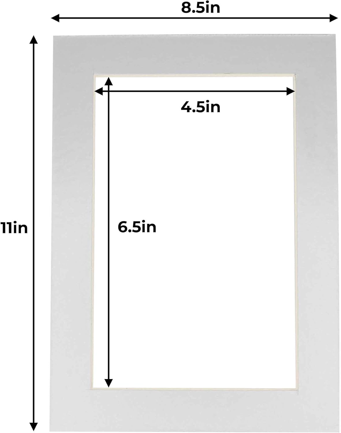 5x7 Mat for 8.5x11 Frame - Precut Mat Board Acid-Free Metallic Silver 5x7 Photo Matte For a 8.5x11 Picture Frame, Premium Matboard for Family Photos, Show Kits, Art, Picture Framing, Pack of 25 Mats