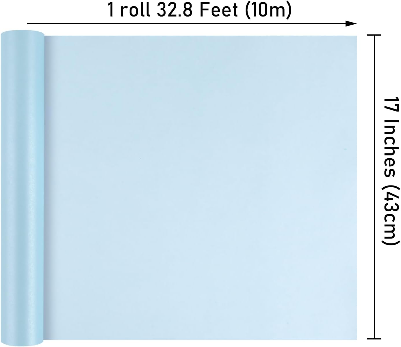 NESCCI Sky Blue Matte Wrapping Paper,Solid Color Pearly-Lustre Paper,Gift Wrapping Paper,Perfect for Wedding,Valentine's Day,Birthday, Christmas,Baby Shower,DIY Bouquet (17 Inches X 32.8 Feet)