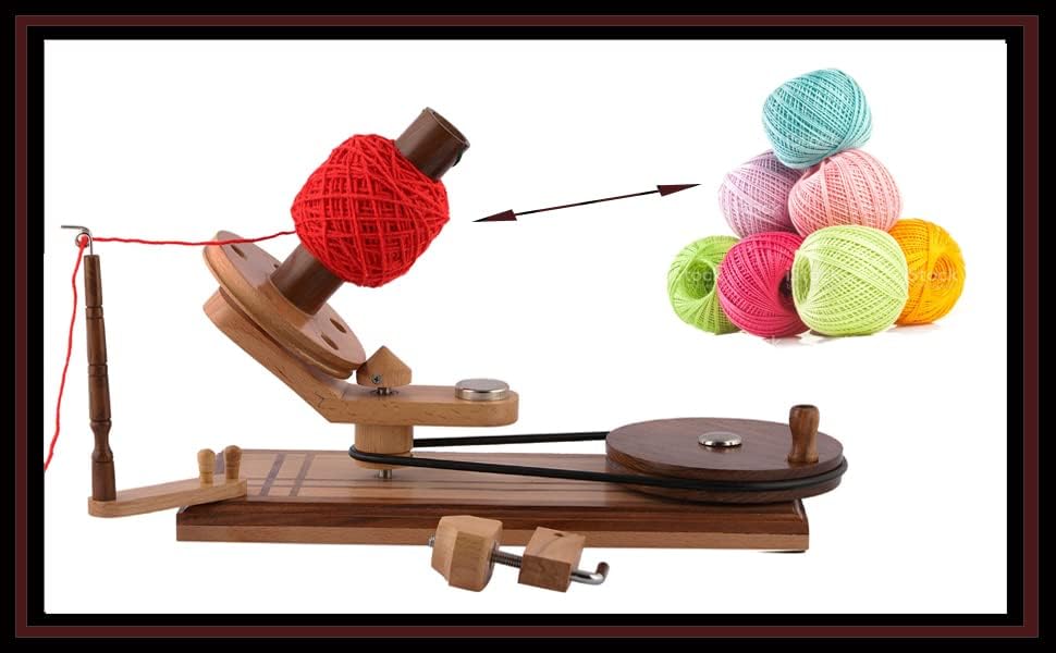 Yarn Winder – Large Handcrafted Wooden Ball Winder for Knitting, Crocheting & Weaving – Heavy-Duty Natural Rosewood & Beachwood Signature Yarn Winder for 8-12 oz Yarn Cakes