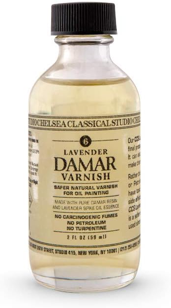 Chelsea Classical Studio Medium Lavender Damar Varnish - Used for Increasing Glossiness, Decrese Drying Time, Create a Retouch Varnish or Final Varnish - [2 oz. Bottle]
