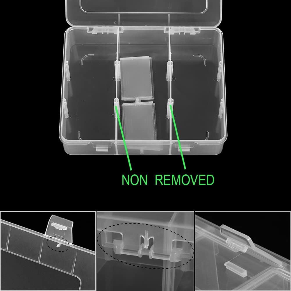 9 Grids 2 Pack Plastic Storage Compartment Organizer Container with Adjustable Dividers for Crafts, Earrings, Screws, Nail, Pins and More (2)