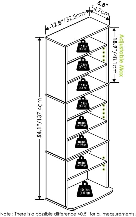 Adjustable Shelves Multimedia Storage Tower Rack with Spacious Media Organization, Durable Design, Versatile Rack for DVDs, CDs, Games, and More French Oak/8 Tier