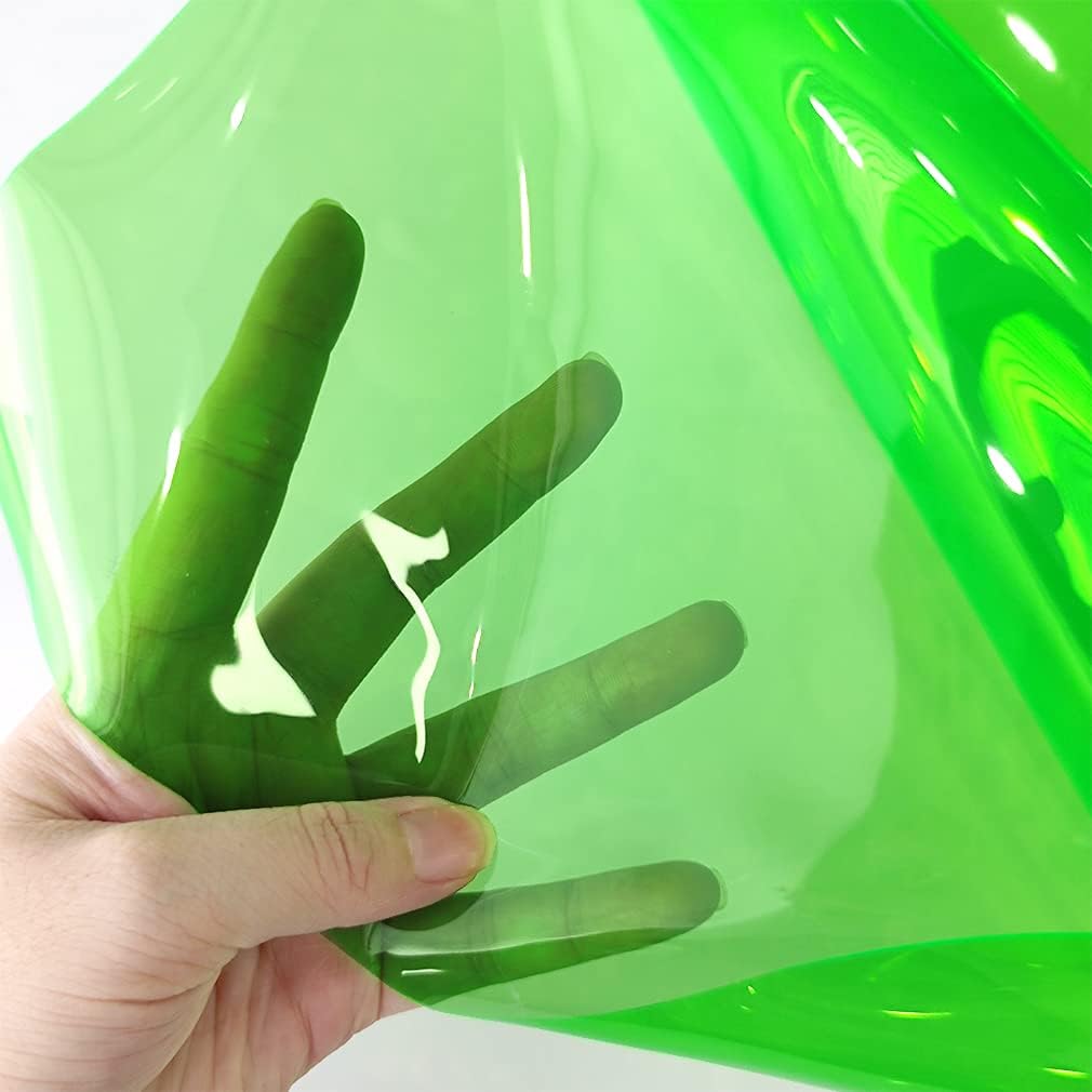 HYANG Green Transparent PVC Super Clear Holographic Vinyl Faux Leather Sheets 1 Roll 12" x 47" (30cm x 120cm) for DIY Bows Earrings Bags DIY Crafts Making