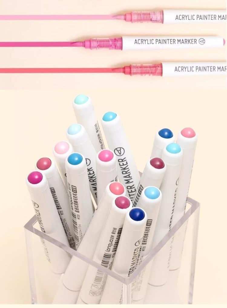 Acrylic Paint Marker 126 Colors Single Tip Soft Brush Pens Ideal for Coloring Books, Canvas, Wood, Stone, Egg and DIY Crafts