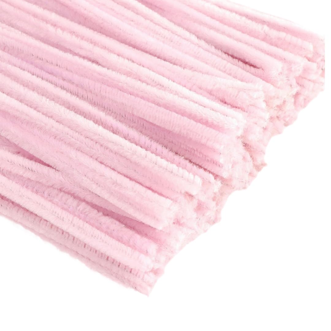100 Pieces Pipe Cleaners Chenille Stem, Solid Candy Pink Color Pipe Cleaners Set for Pipe Cleaners DIY Arts Crafts Decorations, Chenille Stems Pipe Cleaners (Light Pink)