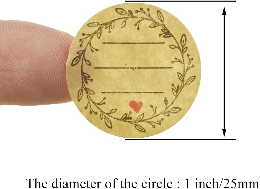 HAHIYO 1Inch 500Pcs Natural Brown Kraft Label Sticker Roll - Round, Blank, Permanent Adhesive Dot Sticker for Jar, Canning, Price Tag, Store Organization