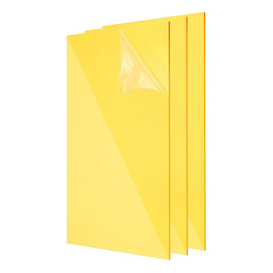 uxcell 3Pcs Acrylic Sheets 12x6 Inch Acrylic Panel 1/8 Inch-3mm Plastic Board for Picture Frames Sign Holders DIY Display Projects Craft, Clear Yellow