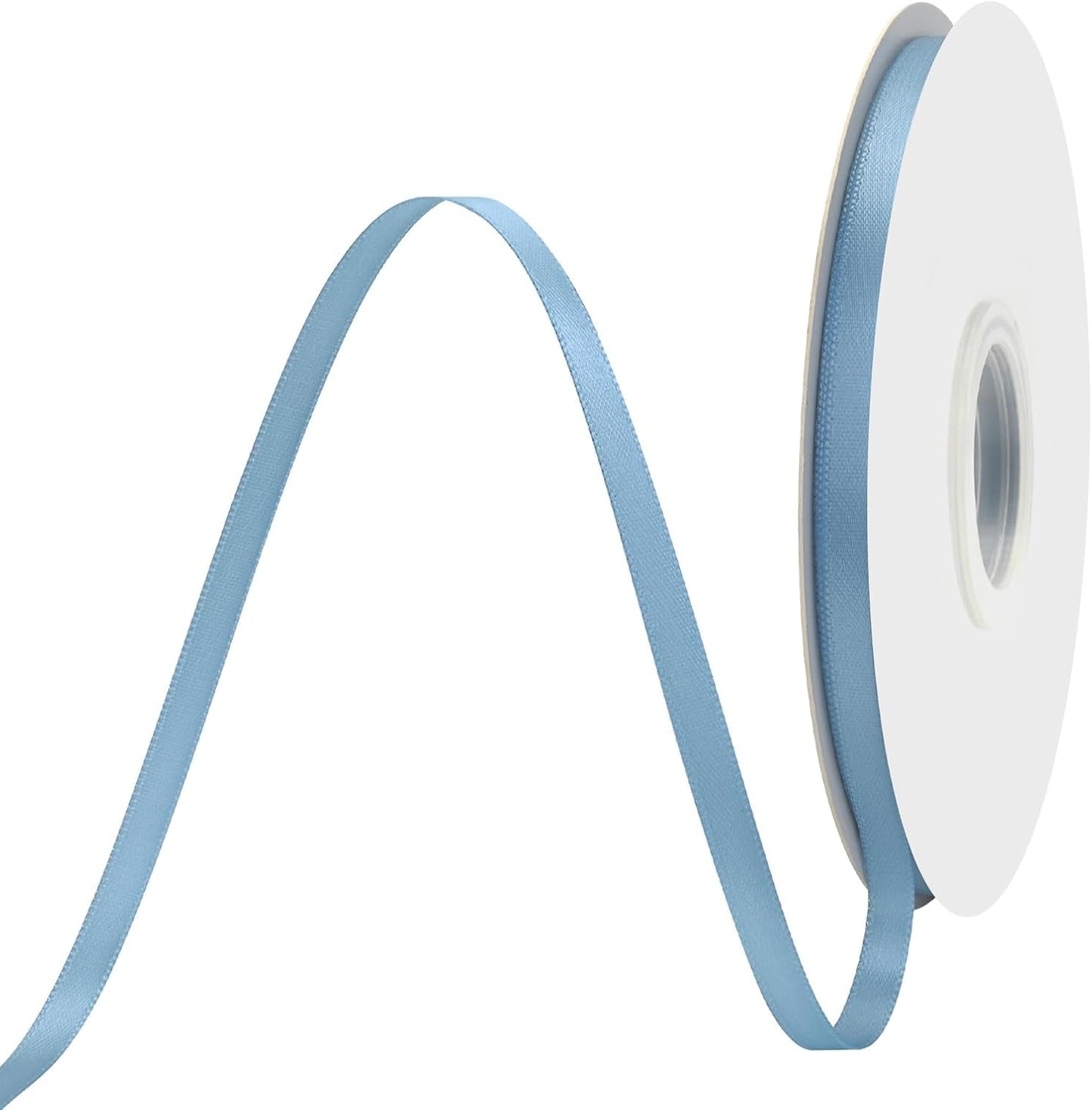 Dusty Blue Satin Ribbon 1/4" X 50 Yards Solid Color Double Faced Ribbons Perfect for Crafts Wedding Decor Bow Making Arts Sewing and More