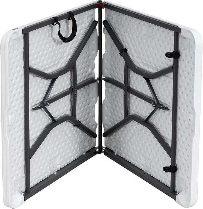 6ft Portable Folding Table Heavy Duty – White Plastic Picnic Party Table with Handle for Camping, Backyard BBQ, Vendor Events, Christmas Use