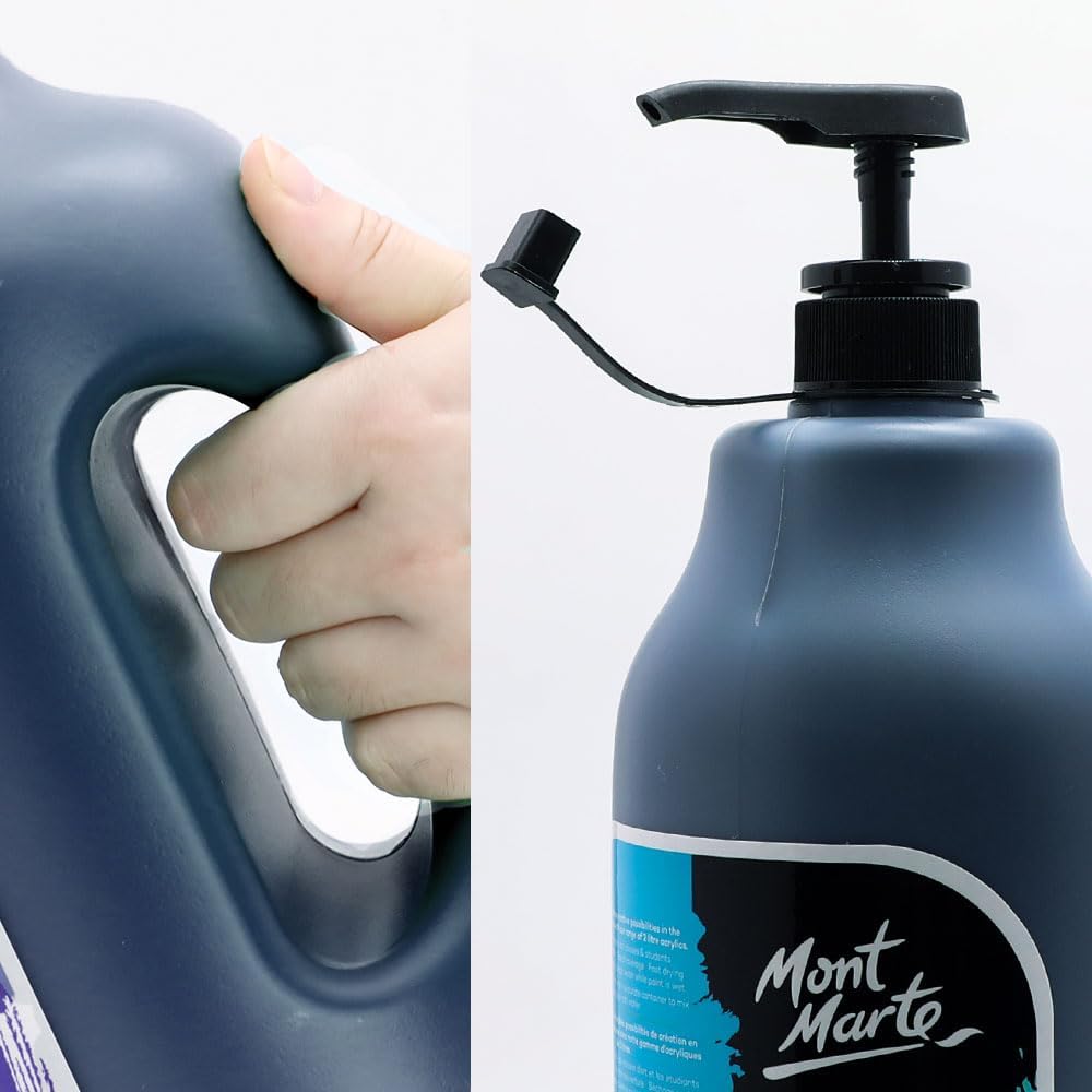 Mont Marte Discovery School Acrylic, Black, 1/2 Gallon (2 Liter). Ideal for Students and Artists. Excellent Coverage and Fast Drying. Pump Lid Included.