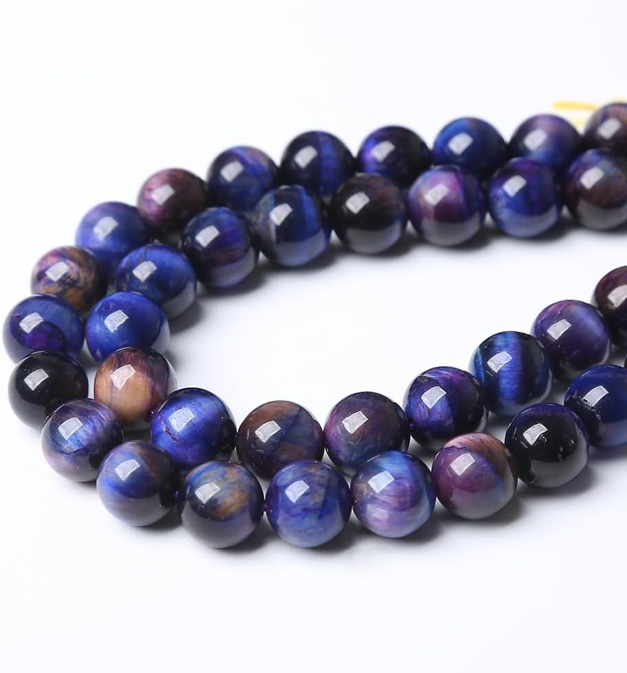 90PCS 8mm AAA Natural Tiger Eye Stone Beads Gemstone Round Spacer Loose Beads for Jewelry Making DIY Bracelet,Necklace, Earrings 2 Strand 32"