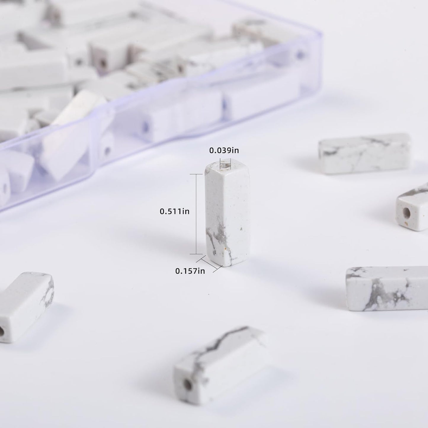 Natural White Turquoise Rectangle Tube Beads 4x13mm 38cm/str Loose Semi Gemstone Stone Beads for Making Bracelets Necklace Earrings