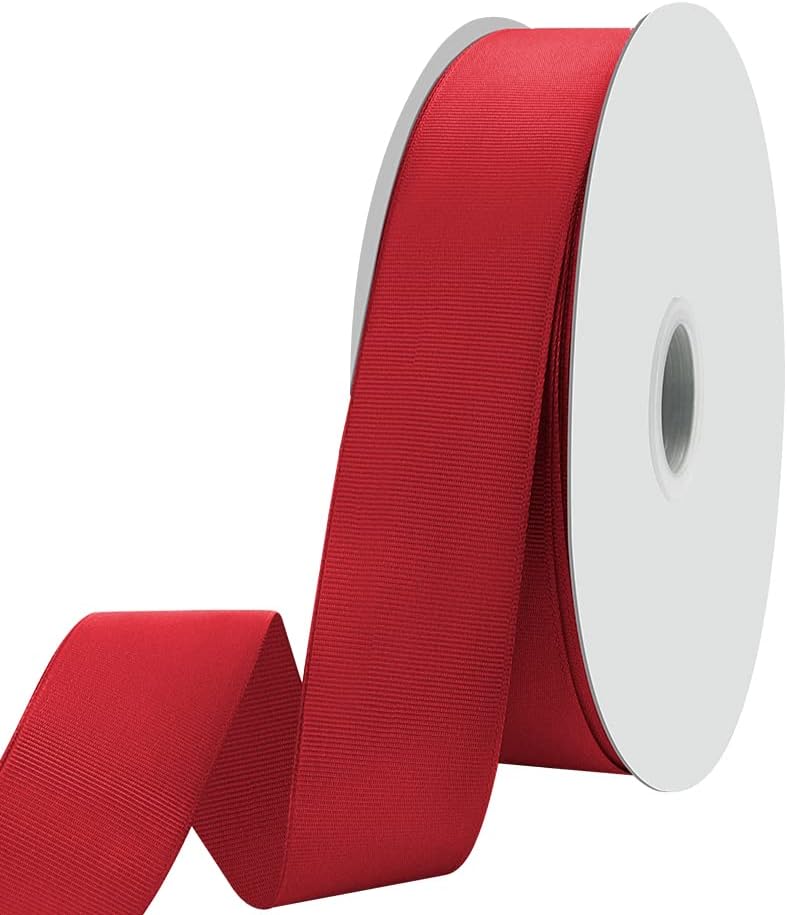 1-1/2" X 100 Yards Red Grosgrain Ribbon, Premium Grosgrain Ribbon for Sewing, Gift Wrapping, Bow Making, Wedding Decor, Wrapping and More (Red)