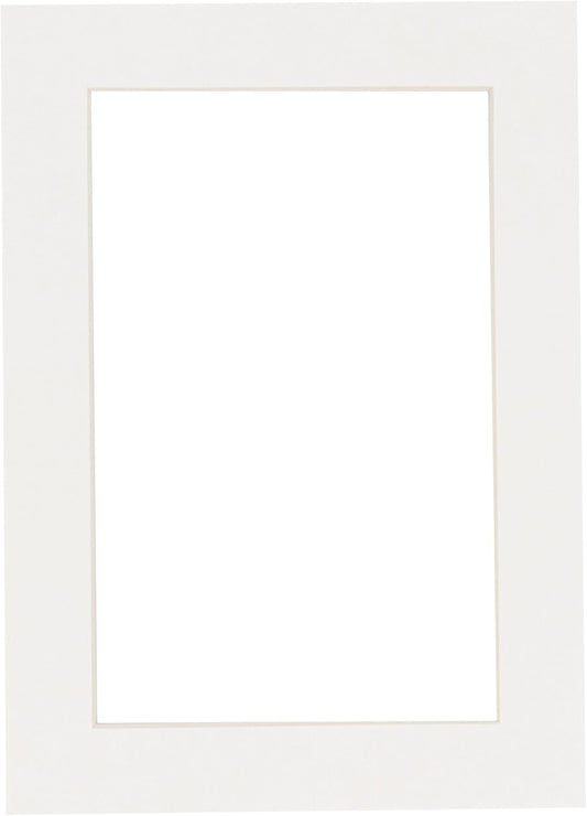 Poster Palooza 8x10 Mat Bevel Cut for 5.5x8.5 Photos - Acid Free Textured White Precut Matboard - For Pictures, Photos, Framing - 4-ply Thickness