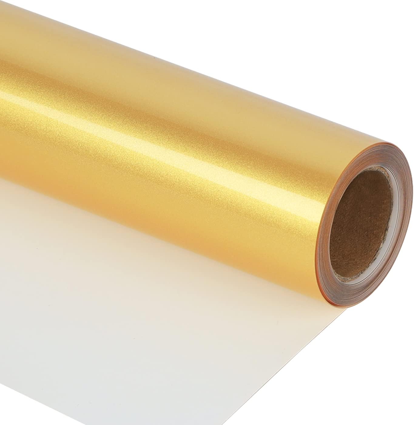 guangyintong Shiny Golden Heat Transfer Vinyl HTV Rolls, 12" x 8ft PU Iron on Vinyl Bundle for T-Shirts, Stretchy Thin Soft HTV Vinyl for All Cutter Machine Easy to Cut & Weed for Heat Vinyl Design