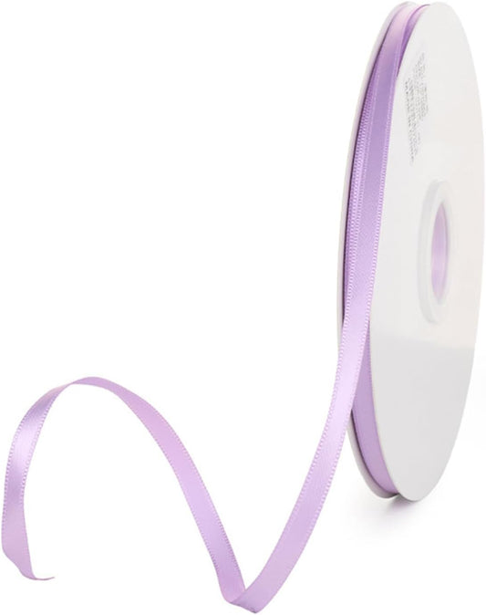 1/4" x 100 Yards Light Lilac Polyester Satin Ribbon Single Faced Bulk Fabric Ribbons for Gift Wrapping, Crafting and DIY Projects, Hair Accessories, Tiny Bows