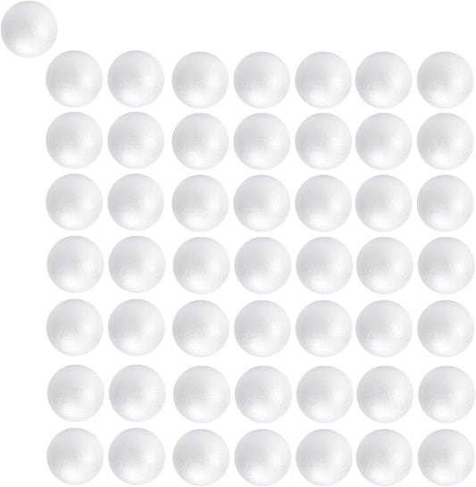 Crafjie Craft Foam Balls 50-Pack 1.5 Inches in Diamete, Smooth and Durable Foam Balls, for DIY Crafting and Decoration, White