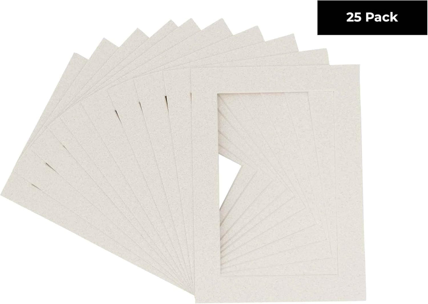 Pack of 25 Acid Free 8x10 Mats Bevel Cut for 5.5x8.5 Photos - Oyster Shell White Precut Matboards For Pictures, Photos, Framing - 4-ply Thickness