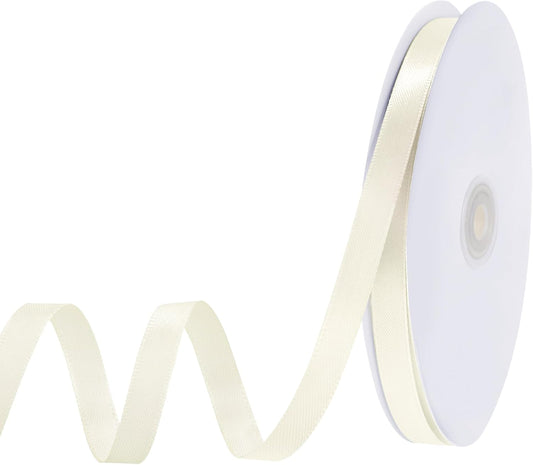 120 Yards Cream Ribbon 3/8 Inch Ivory Satin Ribbon Thin Ribbons for Gift Wrapping Cake Wedding Invitation Bride Bracelet Hair Bows Christmas Crafts Gift Bags Balloons String