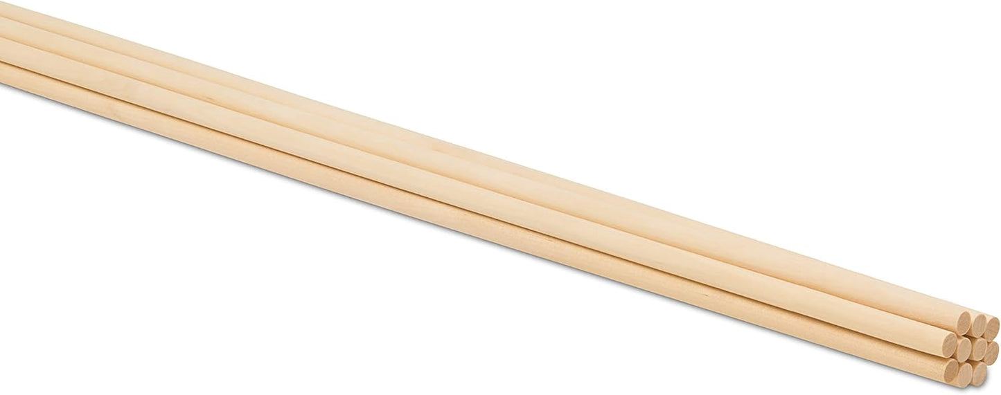 Dowel Rods Wood Sticks Wooden Dowel Rods - 5/16 x 36 Inch Unfinished Hardwood Sticks - for Crafts and DIYers - 10 Pieces by Woodpeckers