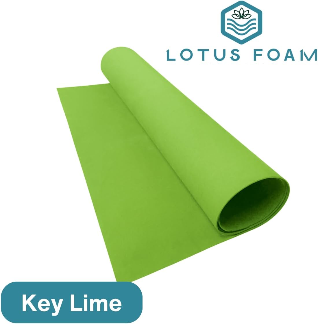 LotusFoam Large 3mm EVA Foam Sheet - 44"x 85" High Density Foam 130 kg/m3 for Cosplay, Costumes, Crafts, Flooring, Outdoor Use - 35 Colors (Key Lime) - Key Lime