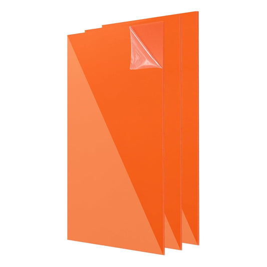 uxcell 3Pcs Acrylic Sheets 12x8 Inch Acrylic Panel 1/8 Inch-3mm Plastic Board for Picture Frames Sign Holders DIY Display Projects Craft, Clear Orange