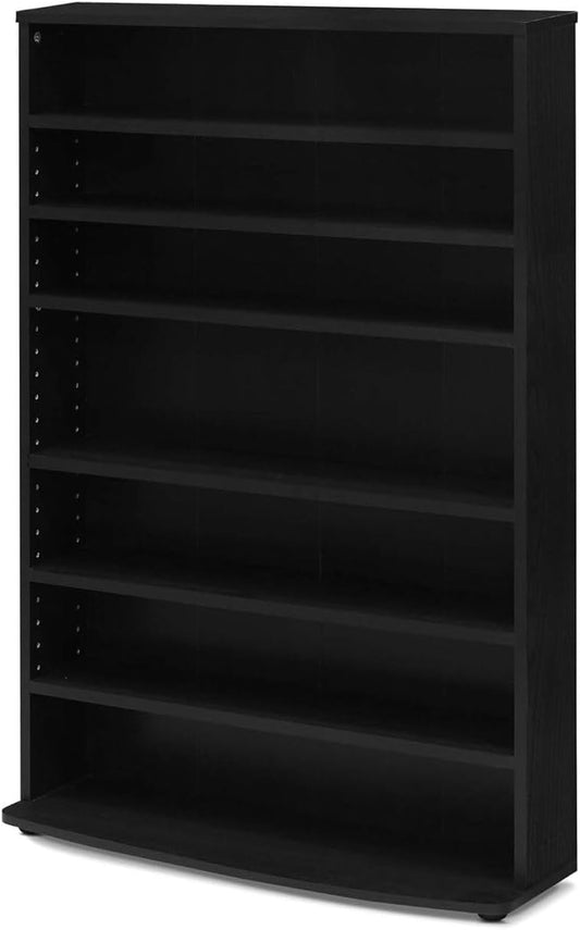 Adjustable Shelves Multimedia Storage Tower Rack with Spacious Media Organization, Durable Design, Versatile Rack for DVDs, CDs, Games, and More Espresso/6 Tier
