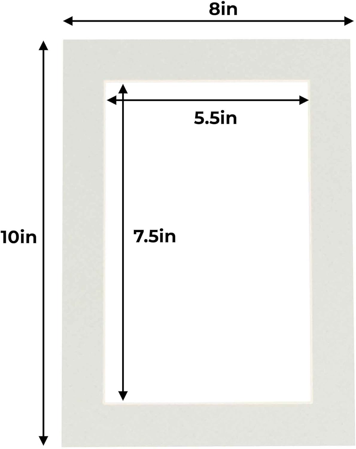 8x10 Mat for 6x8 Photo - Precut Grey Picture Matboard for Frames Measuring 8 x 10 Inches - Bevel Cut to Display Art Measuring 6 x 8 Inches - Acid Free ONE MAT with Backing Board & Clear Bag