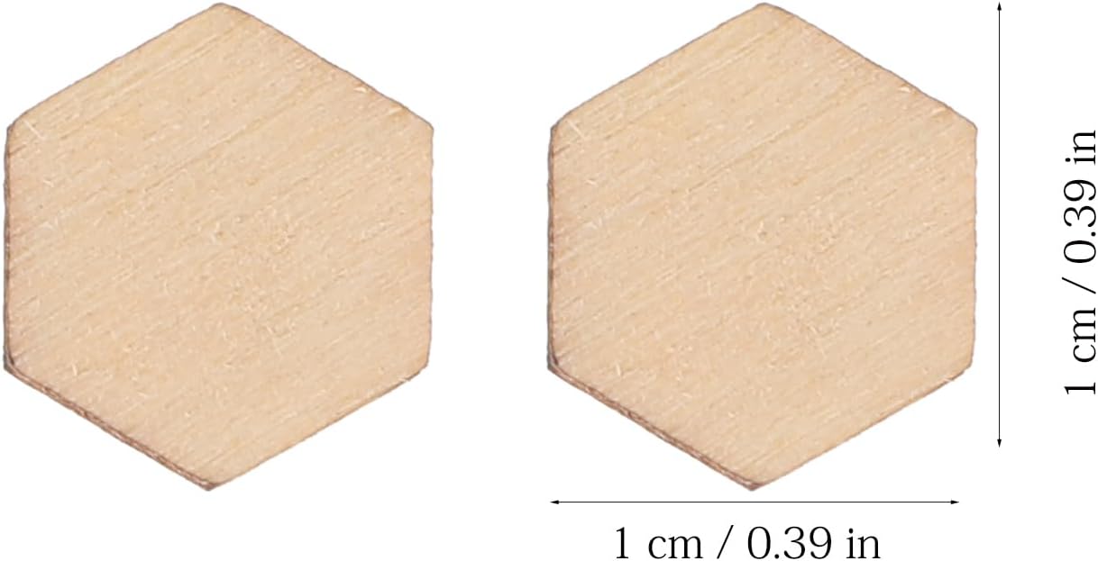 HEALLILY Wood Pieces, 200PCS Hexagon Wood Shape Beech Hexagonal Cutout Shapes Mosaic Tile Ornaments Embellishment DIY Crafts Decorations for Wedding Birthday Christmas (10mm)