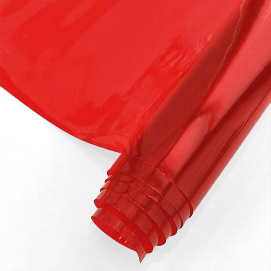 HYANG Red Transparent PVC Super Clear Holographic Vinyl Faux Leather Sheets 1 Roll 12'' x 47'' (30cm x 120cm) for DIY Bows Earrings Bags DIY Crafts Making (HY-101)