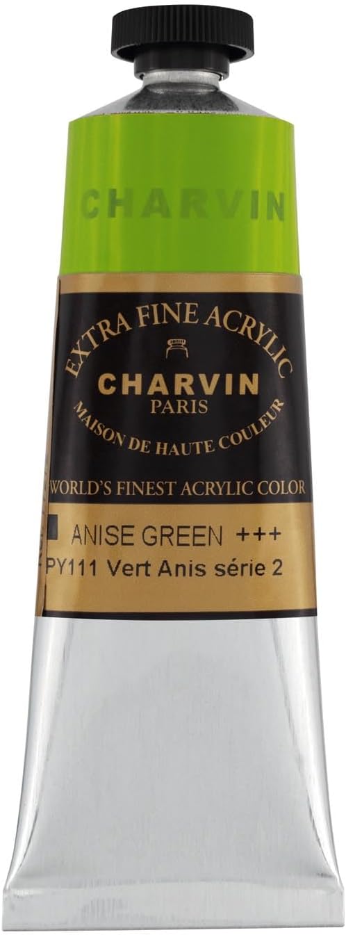 Charvin Extra Fine Professional Acrylic Paint - Anise, 60ml Tube, Triple-Milled, Lightfast Pigments, Open Stock Artist Acrylic Paints in Nature-Inspired Hues