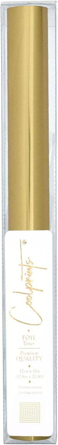 Coolprints Foil for Laminator and Laser Printer, Foil for Toner, Basic Colors, Roll of 12.6 Inches x 32.8 Feet (Matte Gold)