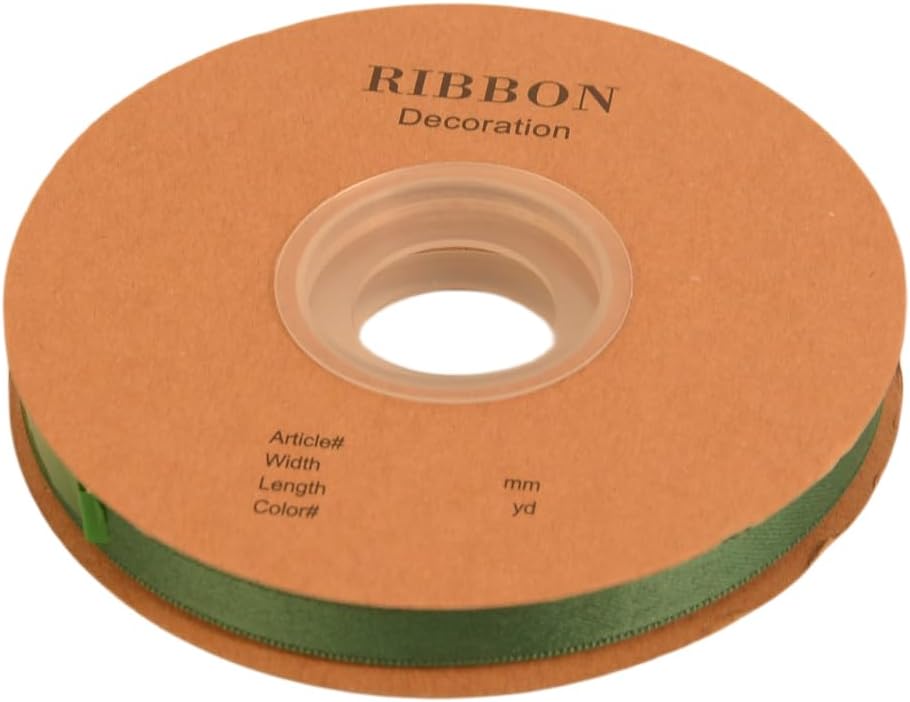 Double Side Satin Ribbon, Continuous 20 Yards,Use for Craft Bows Bouquet, Gift Wrapping, Wedding Decoration, Floral Arrangement (Dark Green, 3/8 inch)