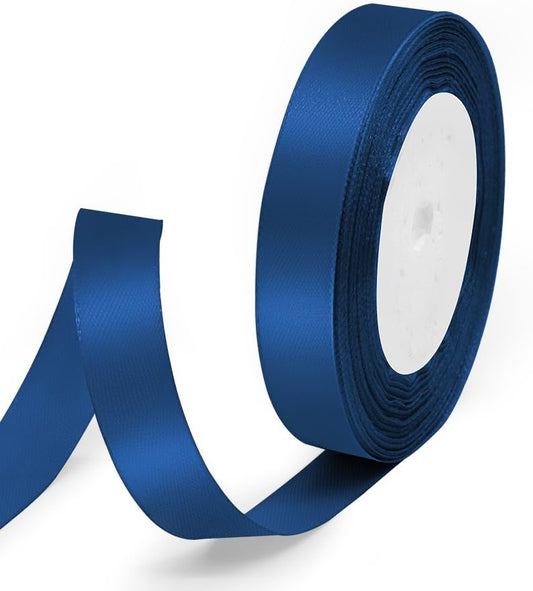 5/8" x 25 Yards Satin Ribbon, Navy Blue Silk Ribbon Ideal for Gift Wrapping, Floral Bouquets, Crafts, Wedding Party Decorations, Christmas and Sewing Projects