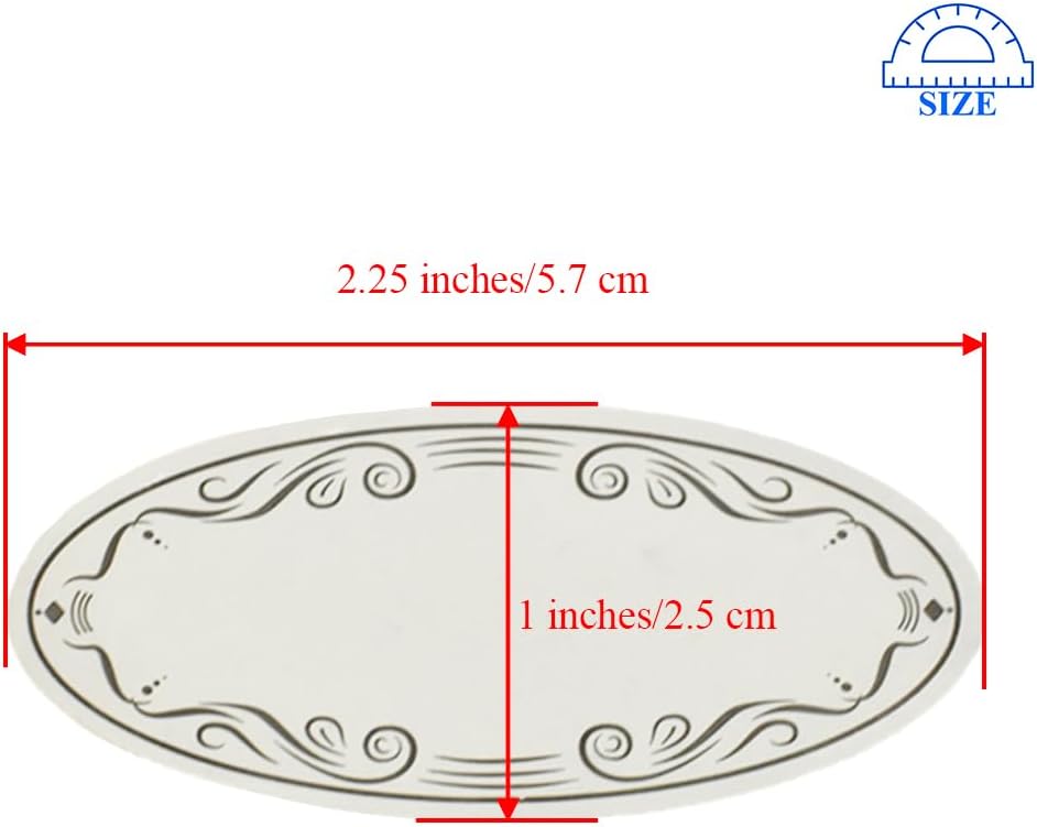 HAHIYO 1*2.25In 150P Oval White Kraft Stickers with Black Artistic Border - Timeless Design Blank Kraft Labels Roll to Write On Durable Dot Stickers for Jar Canning Labels Price Tags Store Organizing