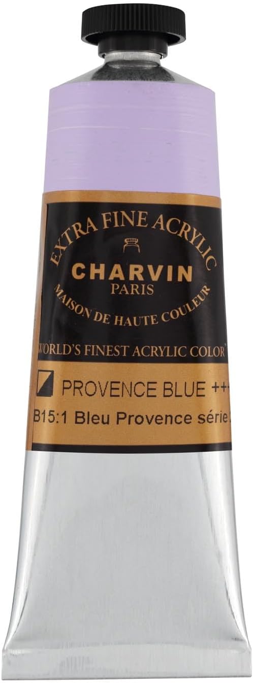 Charvin Extra Fine Professional Acrylic Paint - Provence Blue, 60ml Tube, Triple-Milled, Lightfast Pigments, Open Stock Artist Acrylic Paints in Nature-Inspired Hues