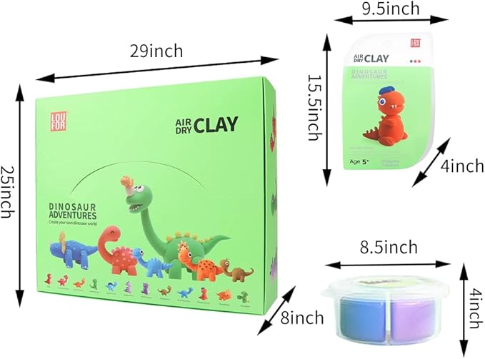 Air Dry Clay Kit for Kids - 12 Boxes DIY Modeling Clay Set with Sculpting Tools & Tutorials, Super Light & Non-Toxic, Creative Art Crafts for Boys Girls Ages 5+ (Dinosaur)