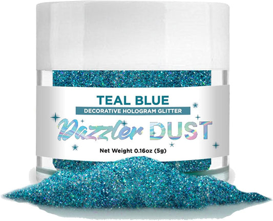 BAKELL Teal Blue Art & Craft Glitter, 5g Jar | Dazzler DUST | Non-Toxic Decorating Glitter | Arts, Crafts, Slime, Glue, Paint, Face & Body (Teal Blue)