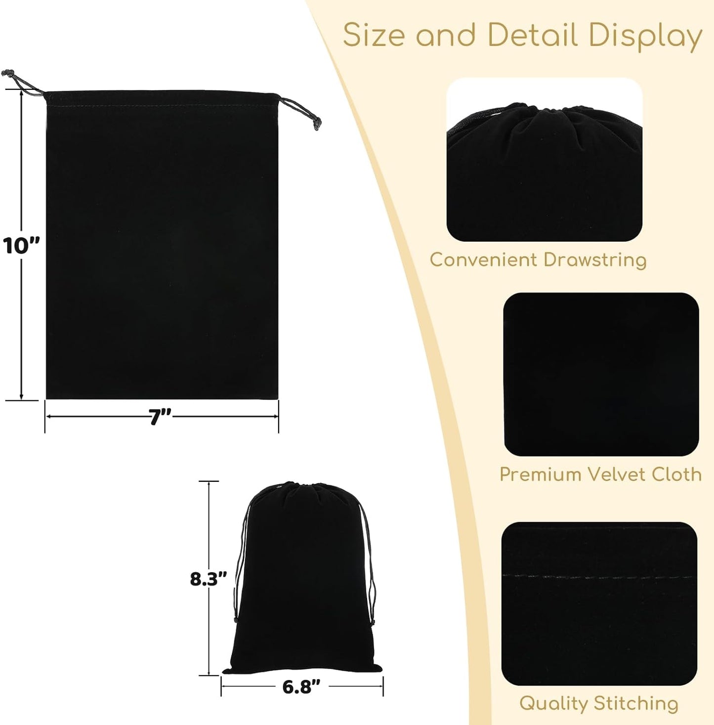 Velvet Drawstring Jewelry Bag, 50Pcs Black Dice Bag, 7x10 Tarot Card Holder, Or Wrapping Halloween Party Favors, Small Bussiness, Toys, Board Game