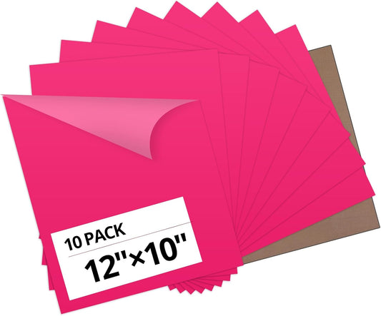 HTVRONT Pink Heat Transfer Vinyl Bundle - 10 Pack 12" x 10" HTV Vinyl for T-Shirt, Neon Pink Iron on Vinyl for All Cutting Machine or Heat Press Machine