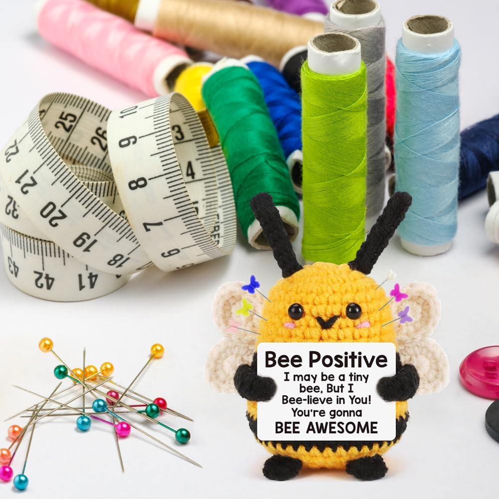 Bee Pin Cushion, Handmade Knitted Pincushions, Cute Pin Cushions Needle Holders for Sewing Quilting Accessory, DIY Crafts or Patchwork Decor